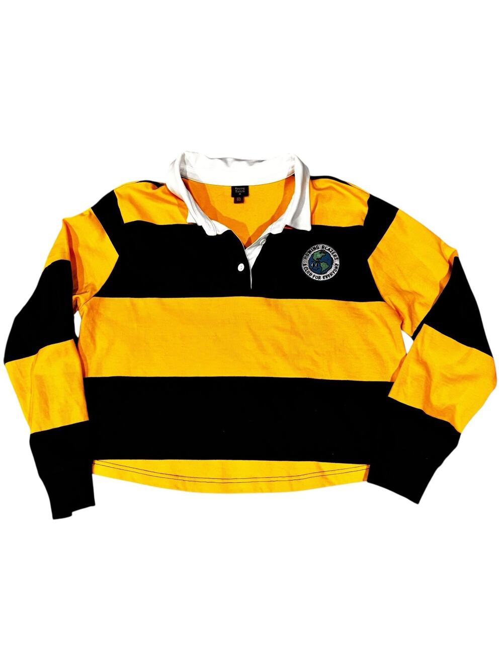 ROWING BLAZERS Cropped Rugby Yellow & Navy Blue Stripes Size XXL Cotton NWOT